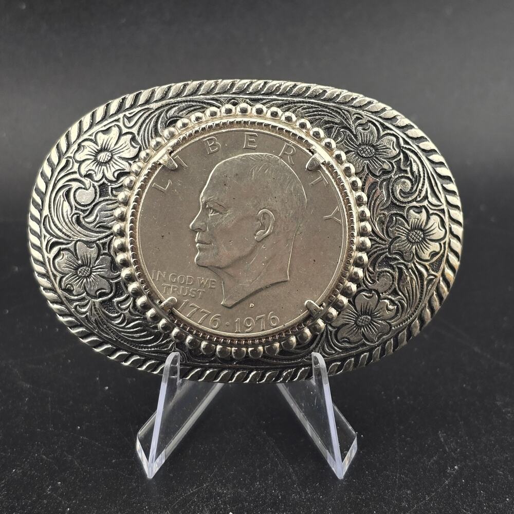 1776-1976 EISENHOWER BICENTENNIAL WESTERN BELT BUCKLE